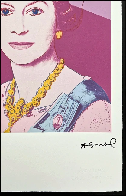 Andy Warhol - Queen Elizabeth II. fialová 92/100 - edice Leo Castelli s certifikátem