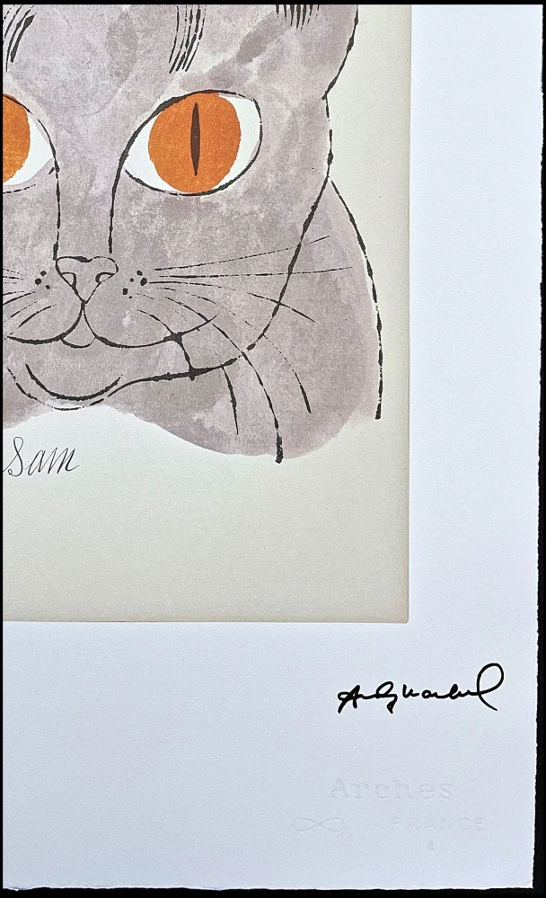 Andy Warhol - Cat Sam hlava šedý x/100 - edice Leo Castelli s certifikátem