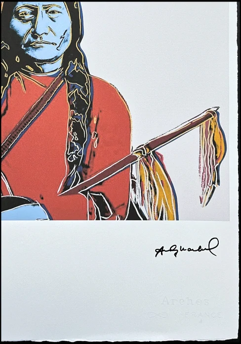 Andy Warhol - Sitting Bull červený x/100 - edice Leo Castelli s certifikátem