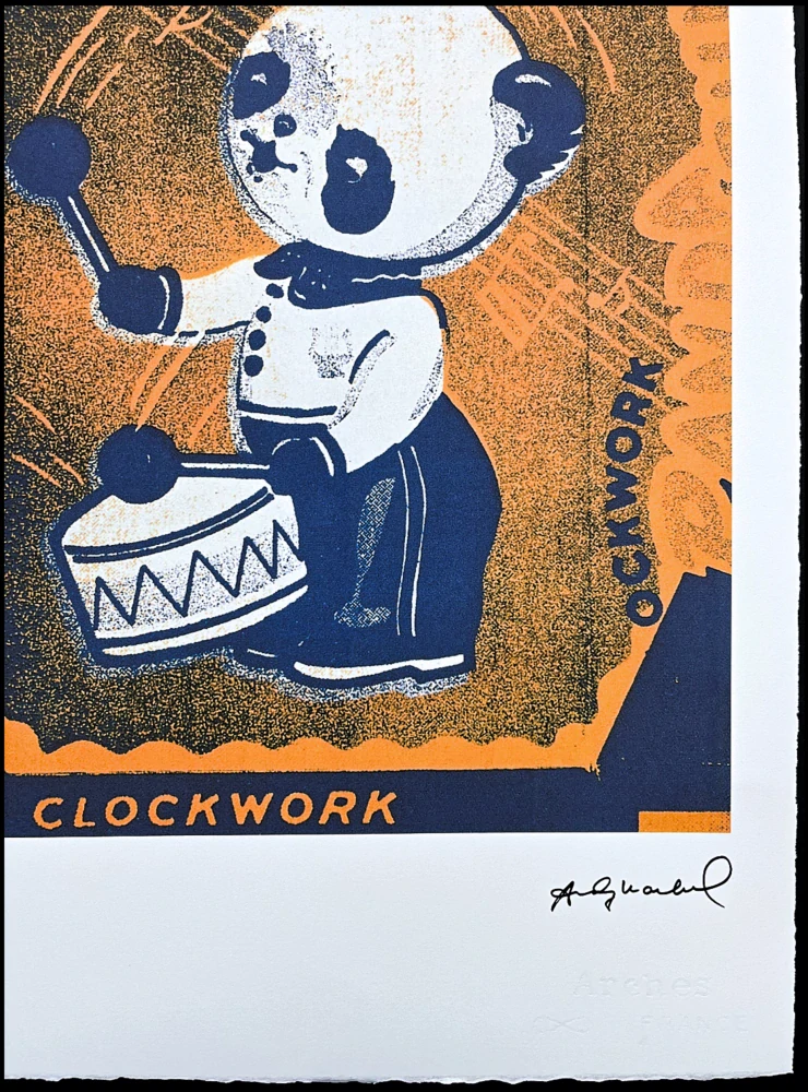 Andy Warhol - Panda Drummer oranžový 70/100 - edice Leo Castelli s certifikátem