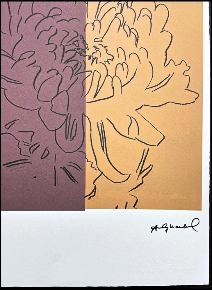 Andy Warhol - Chrysanthemum fialovo-béžová 91/100 - edice Leo Castelli s certifikátem