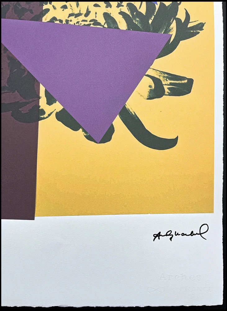 Andy Warhol - Chrysanthemum fialovo-žlutá s trojúhelníky 29/100 - edice Leo Castelli s certifikátem