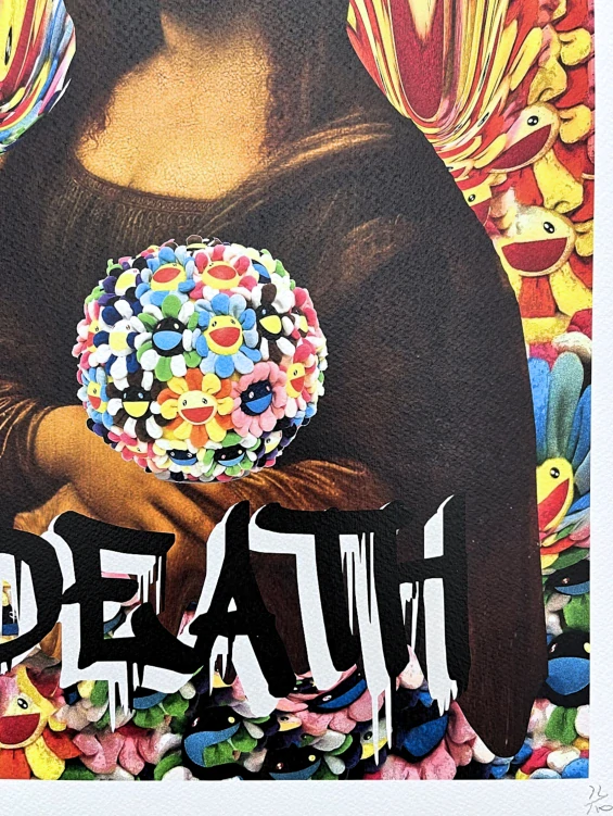 Death NYC - Mona Lisa with flowers - limitovaná edice s certifikátem, 32x45cm