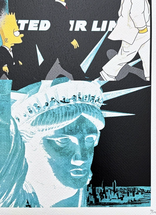Death NYC - Statue of Liberty with Simpsons - limitovaná edice s certifikátem, 32x45cm