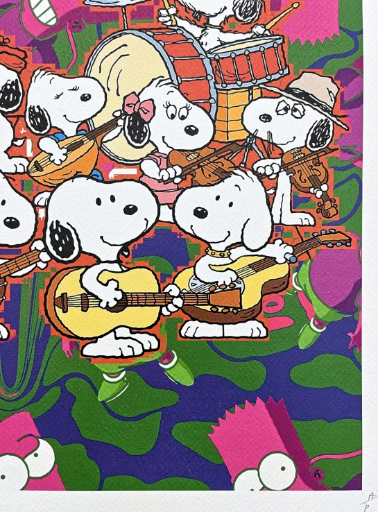 Death NYC - Snoopy a Bart Simpson - limitovaná edice s certifikátem, 32x45cm