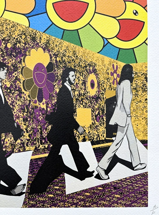 Death NYC - Murakami a Beatles Abbey Road - limitovaná edice s certifikátem, 45x32cm
