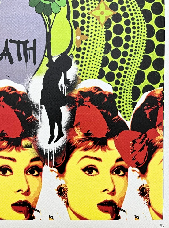 Death NYC - Audrey Hepburn with Kusama pumpkin - limitovaná edice s certifikátem, 32x45cm