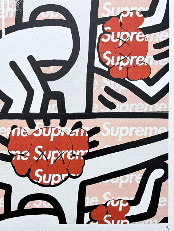 Death NYC - Haring with Supreme - limitovaná edice s certifikátem, 32x45cm