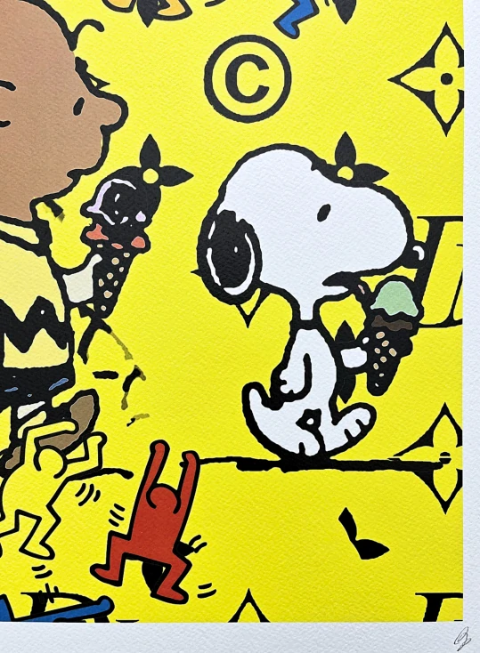 Death NYC - Charlie Brown, Snoopy a ice cream - limitovaná edice s certifikátem, 32x45cm