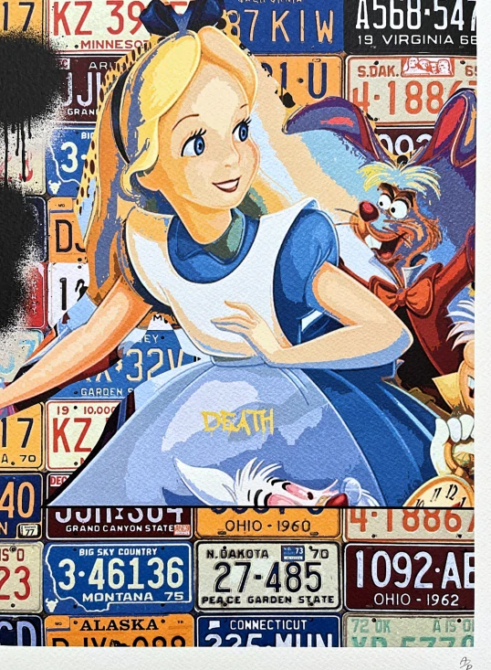 Death NYC - Alice with Licence plate - limitovaná edice s certifikátem, 32x45cm