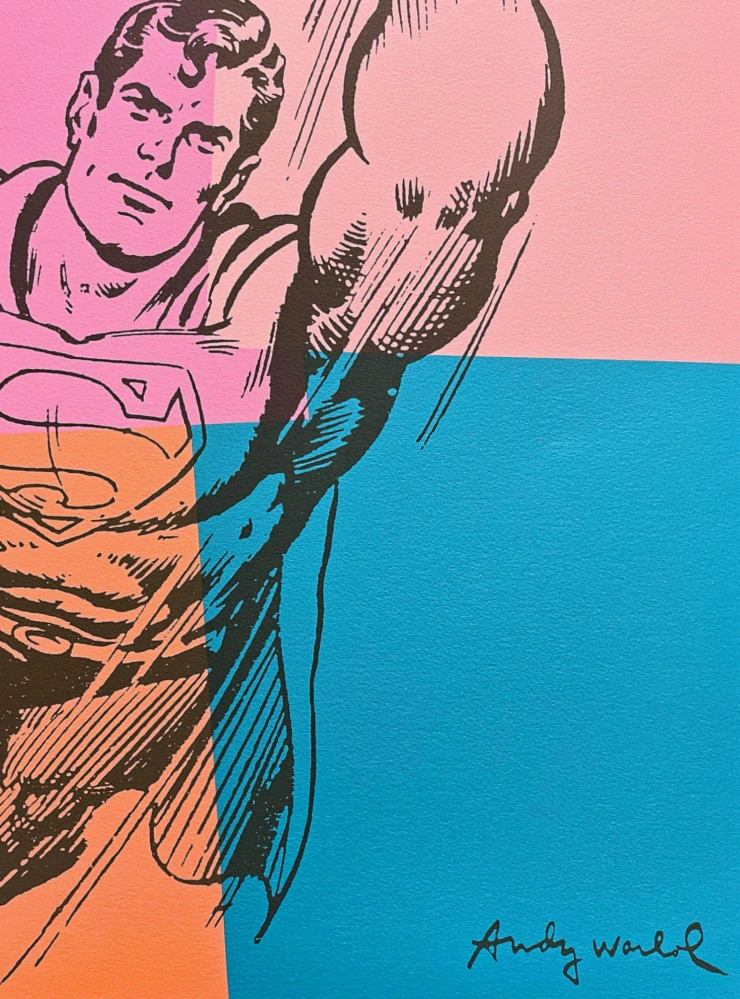 Andy Warhol - Superman barevný 207/2400 - 60x60 cm, limitovaná edice CMOA s certifikátem