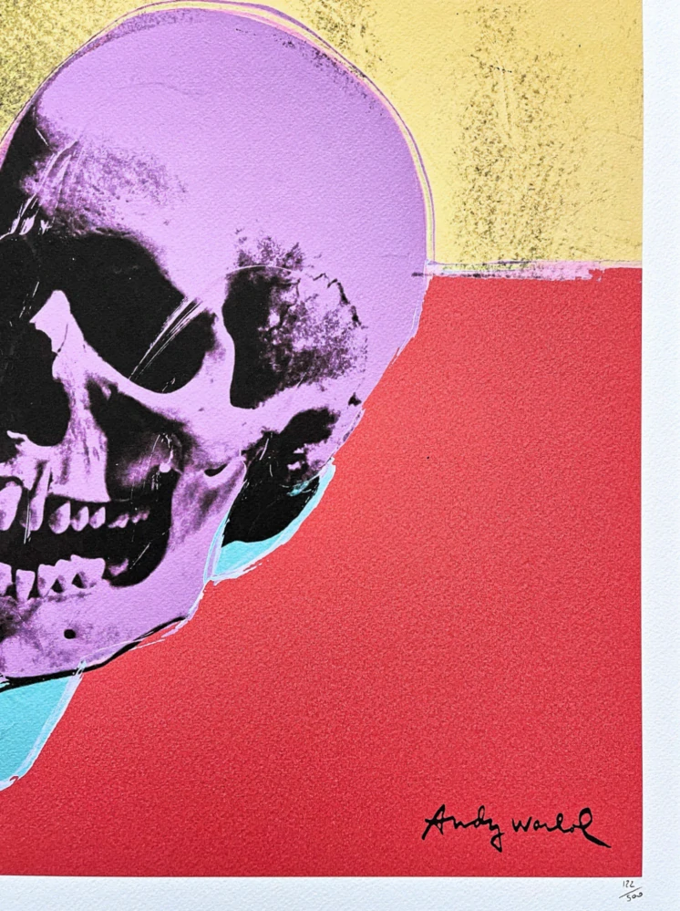 Andy Warhol - Skull na červeném pozadí x/500 - signováno, 50x50cm, limitovaná edice CMOA s certifikátem
