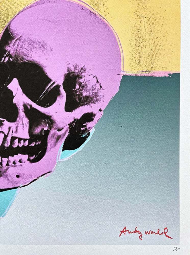 Andy Warhol - Skull na zeleném pozadí x/500 - signováno, 50x50cm, limitovaná edice CMOA s certifikátem