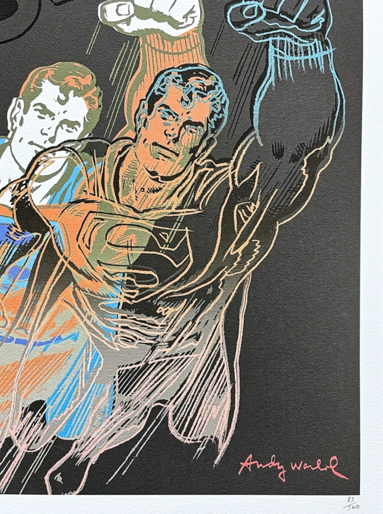 Andy Warhol - Superman oranžový 83/500 - signováno, 50x50cm, limitovaná edice CMOA s certifikátem