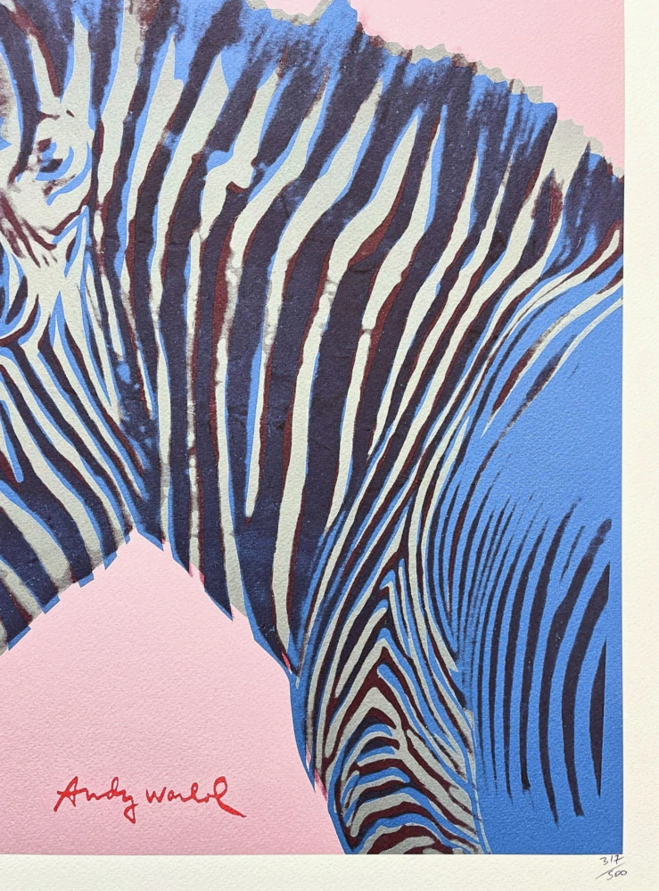 Andy Warhol - Grevys Zebra růžová 317/500 - signováno, 50x50cm, limitovaná edice CMOA s certifikátem