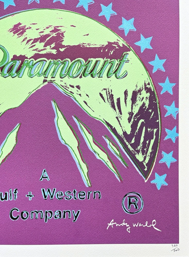 Andy Warhol - Paramount fialovo-zelený 360/500 - signováno, 50x50cm, limitovaná edice CMOA s certifikátem