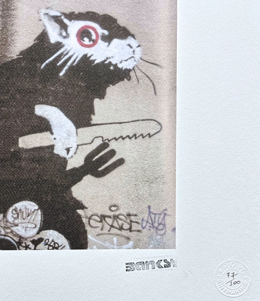 Banksy - Lockpick Rat 77/150 - číslovaná edice s certifikátem, razítko, 50x35cm