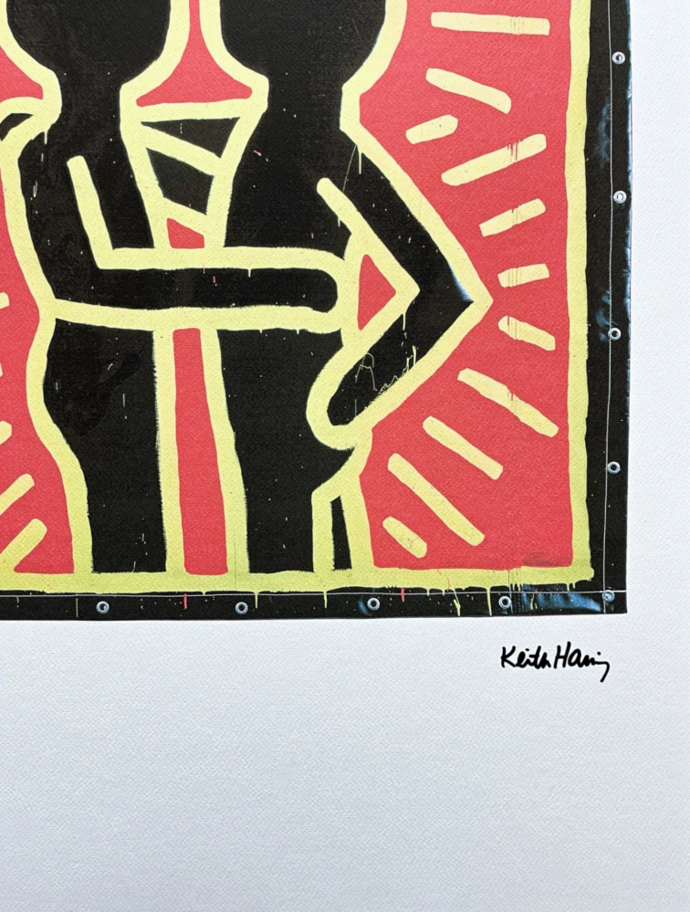 Keith Haring - Buddies in red and black 106/150 - signováno, limitovaná edice s certifikátem, 50x70 cm