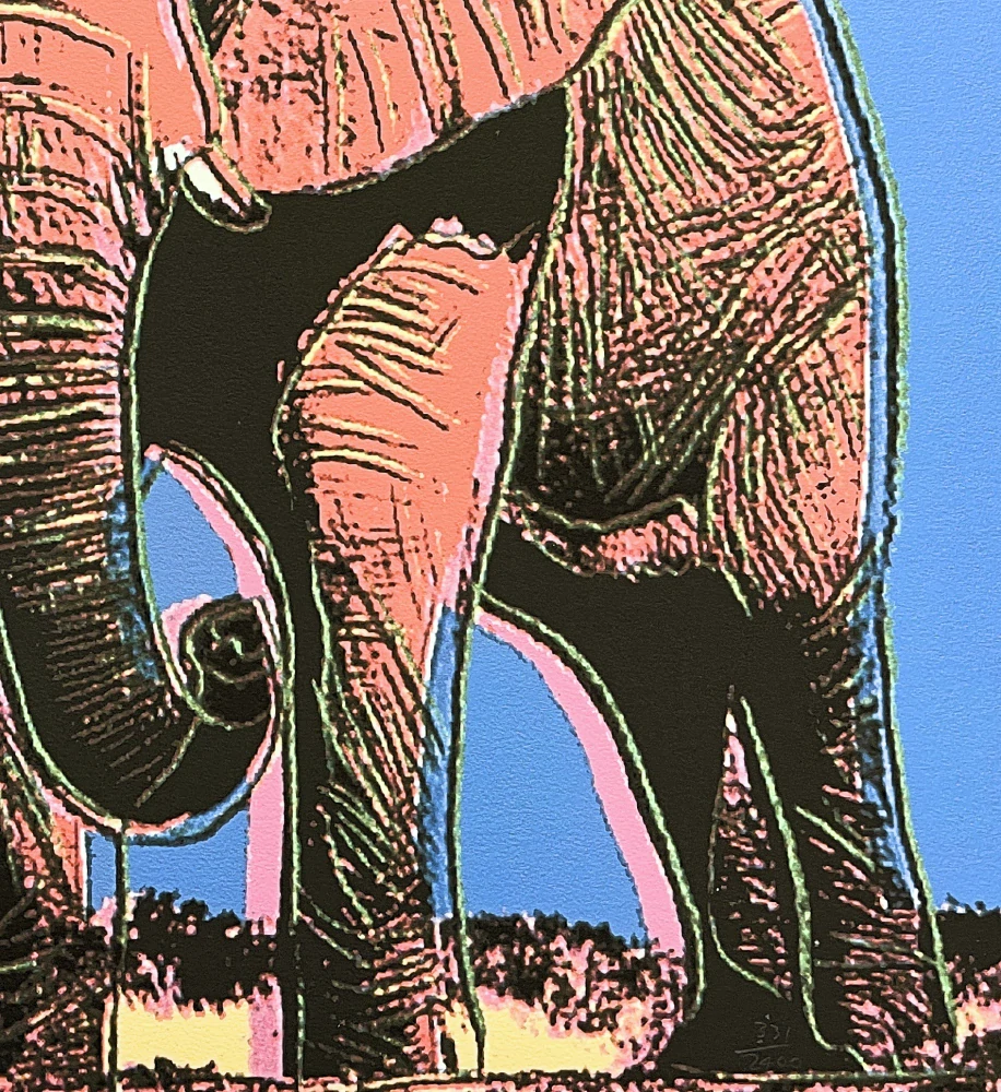 Andy Warhol - Elephant na modrém pozadí 331/2400 - 60x60 cm, limitovaná edice CMOA s certifikátem