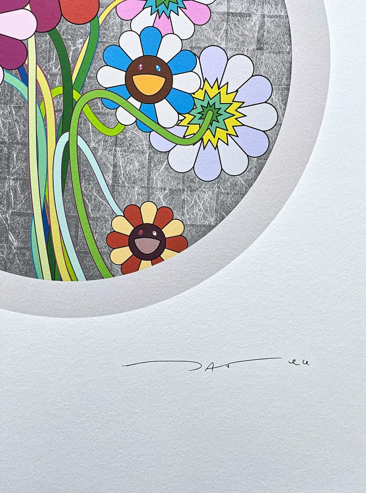 Takashi Murakami - Purple flowerball 56/300- signováno, číslovaná edice, 50x65 cm