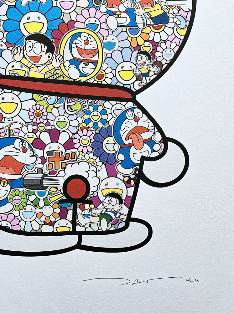 Takashi Murakami - Doraemon in the Field of Flowers II 81/300- signováno, číslovaná edice, 50x65 cm