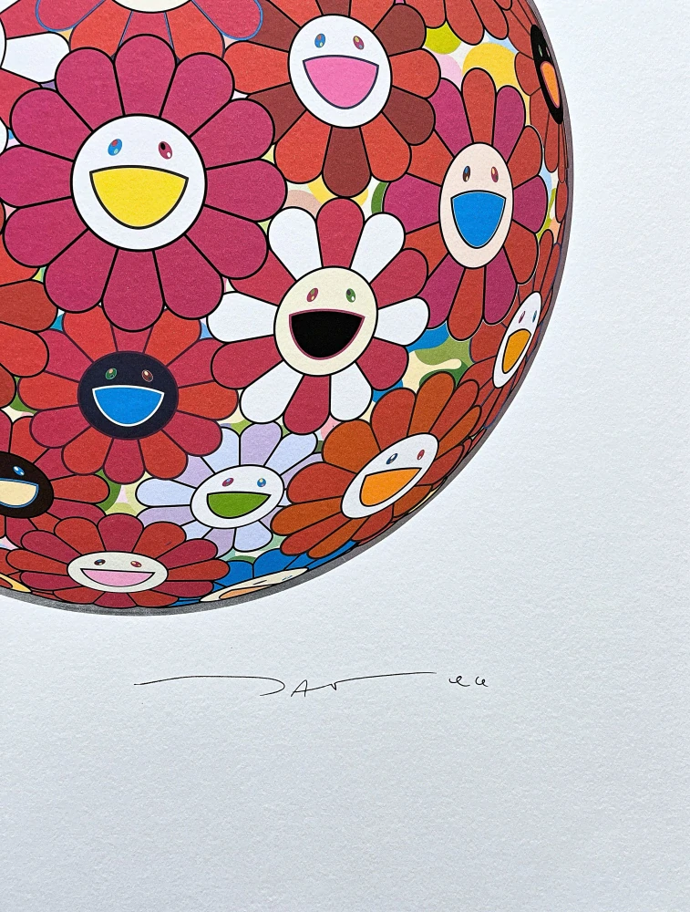 Takashi Murakami - Flowerball Pink 83/300- signováno, číslovaná edice, 50x65 cm