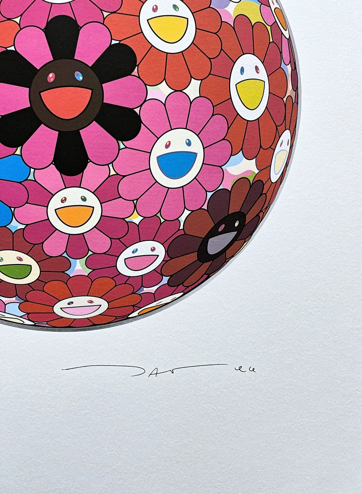 Takashi Murakami - Flowerball Black 55/300- signováno, číslovaná edice, 50x65 cm