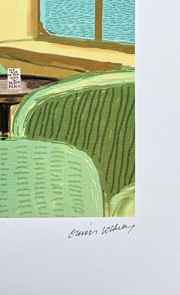 David Hockney - Restaurant with Green Chairs 251/500 - limitovaná edice s certifikátem, 35x50 cm