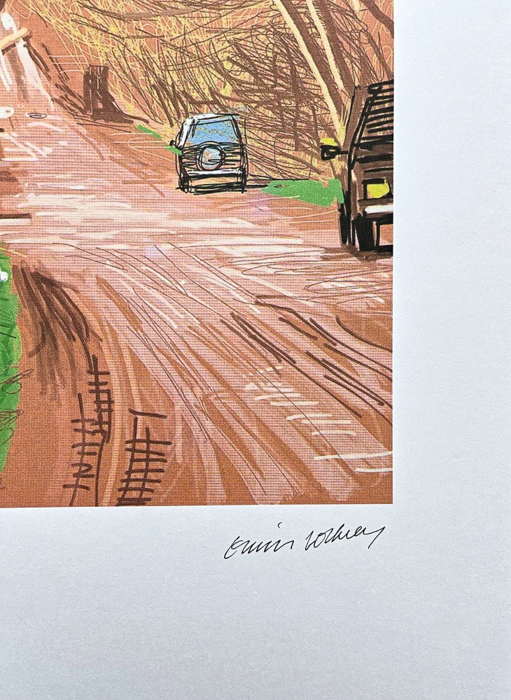 David Hockney - The Arrival of Spring in Woldgate - Road with Cars 83/500 - limitovaná edice s certifikátem, 35x50 cm