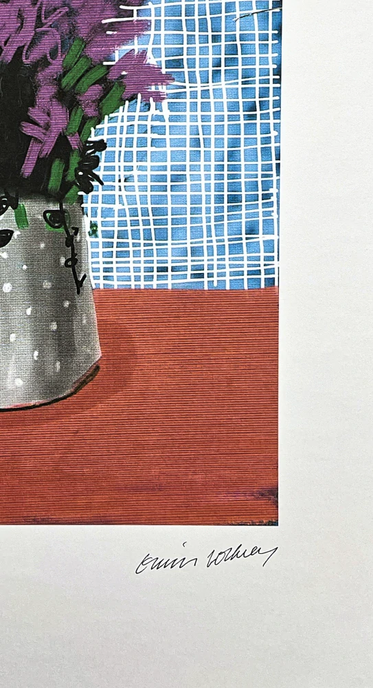 David Hockney - Flower on the Orange Table 255/500 - limitovaná edice s certifikátem, 35x50 cm