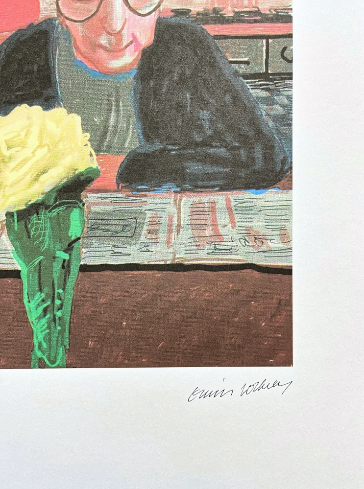 David Hockney - A Man reads a Newspaper 31/500 - limitovaná edice s certifikátem, 35x50 cm