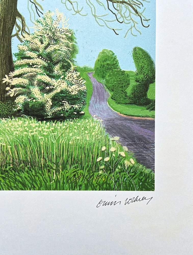 David Hockney - The Arrival of Spring in Woldgate with white Bushes 69/500 - limitovaná edice s certifikátem, 35x50 cm