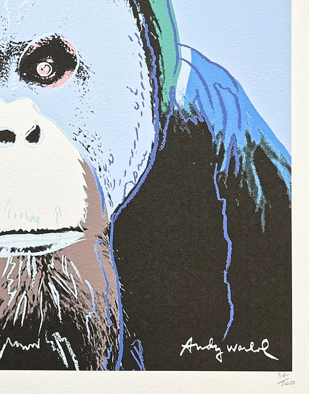 Andy Warhol - Orangutan zeleno-modrý 34/500 - signováno, 50x50cm, limitovaná edice CMOA s certifikátem