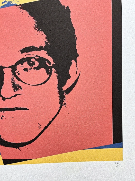 Andy Warhol - Keith Haring modro-žluto-červený 27/500 - signováno, 50x50cm, limitovaná edice CMOA s certifikátem