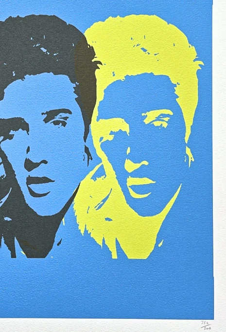 Andy Warhol - 3x Elvis Presley modré pozadí II 352/500 - signováno, 50x50cm, limitovaná edice CMOA s certifikátem