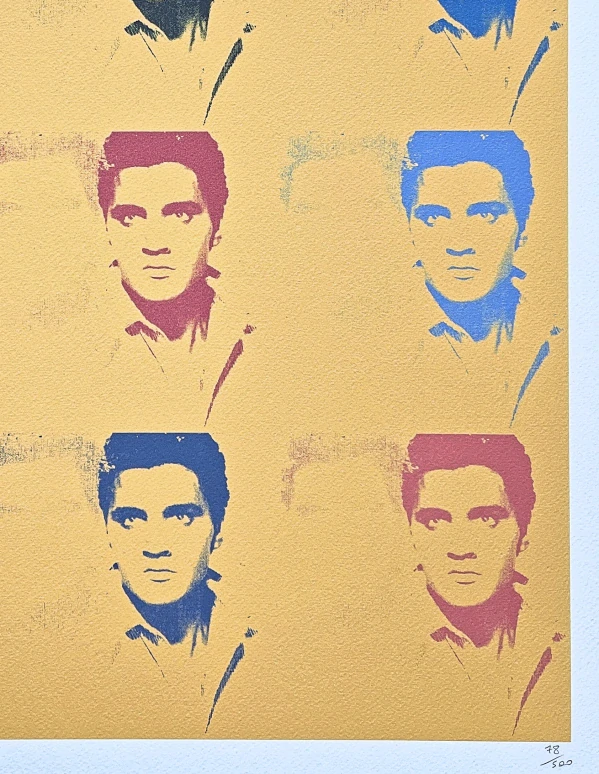 Andy Warhol - 9x Elvis Presley v béžové 78/500 - signováno, 50x50cm, limitovaná edice CMOA s certifikátem