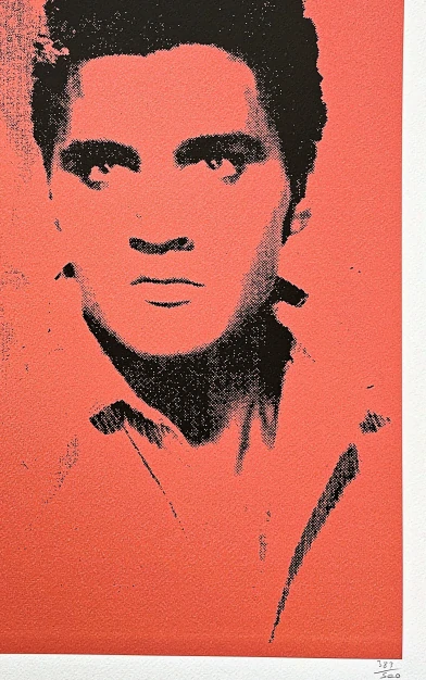 Andy Warhol - Elvis Presley červený 383/500 - signováno, 50x50cm, limitovaná edice CMOA s certifikátem