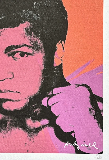 Andy Warhol - Muhammad Ali červený 29/500 - signováno, 50x50cm, limitovaná edice CMOA s certifikátem