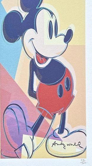 Andy Warhol - 2x Mickey Mouse 127/500 - signováno, 50x50cm, limitovaná edice CMOA s certifikátem
