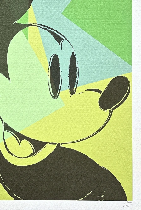 Andy Warhol - Mickey Mouse zeleno-žlutý 374/500 - signováno, 50x50cm, limitovaná edice CMOA s certifikátem