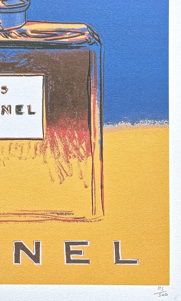 Andy Warhol - Chanel žluto-modrý 125/500 - signováno, 50x50cm, limitovaná edice CMOA s certifikátem