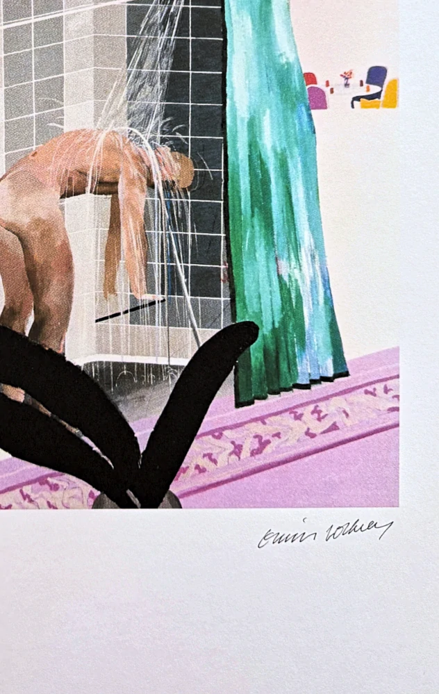 David Hockney - Man in Shower in Beverly Hills 35/500 - limitovaná edice, s certifikátem, 35x50 cm