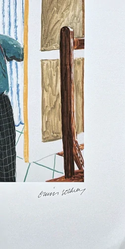 David Hockney - Self Portrait with red xandas 99/500 - limitovaná edice, s certifikátem, 35x50 cm