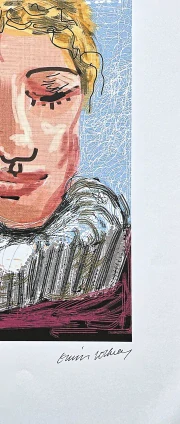 David Hockney - Portrait with blond hair 63/500 - limitovaná edice, s certifikátem, 35x50 cm