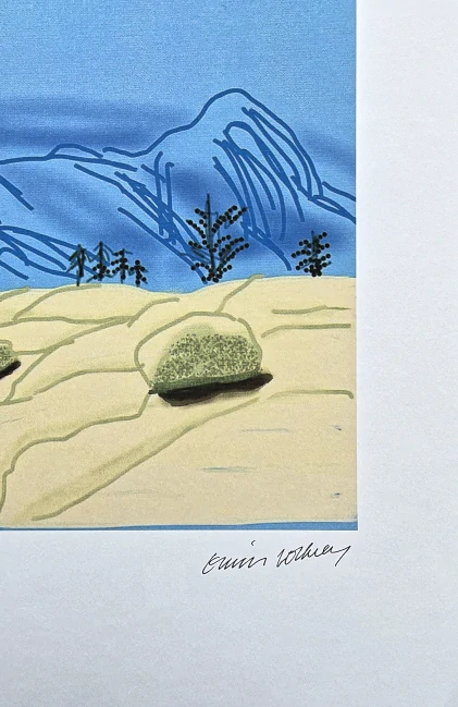 David Hockney - The Yosemite Suit - Blue mountains and stones 33/500 - limitovaná edice, s certifikátem, 35x50 cm
