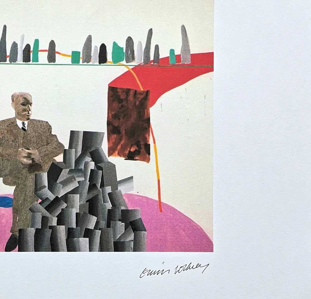 David Hockney - Portrait surrounded by artistic devices 118/500 - limitovaná edice s certifikátem, 50x35 cm