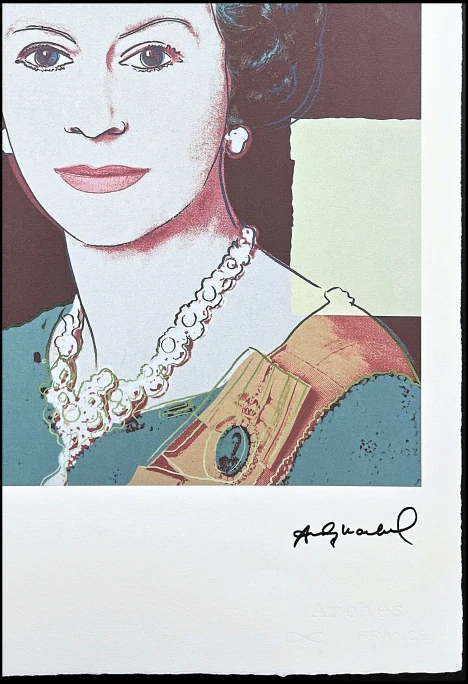 Andy Warhol - Queen Elizabeth II. hnědo-červená 38/100 - edice Leo Castelli s certifikátem