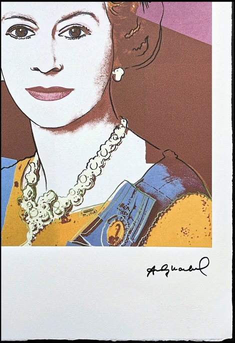 Andy Warhol - Queen Elizabeth II. hnědá 69/100 - edice Leo Castelli s certifikátem