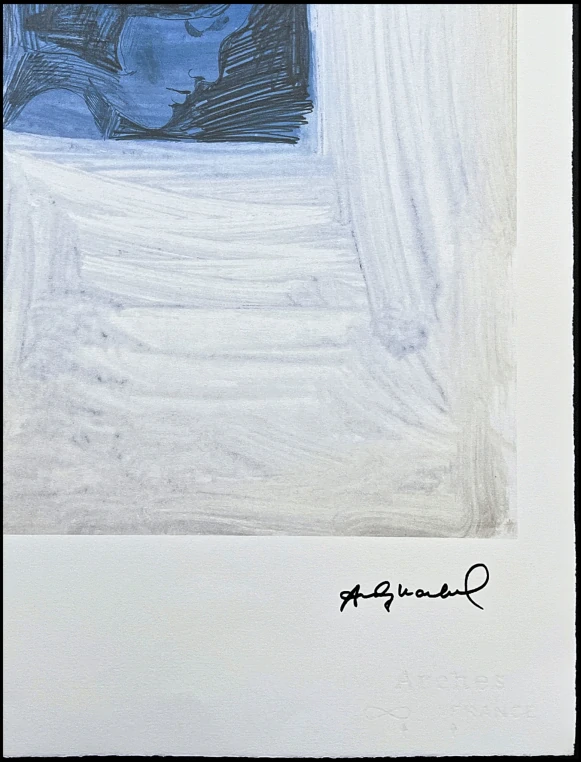 Andy Warhol - Portrait in pencil modrá 28/100 - edice Leo Castelli s certifikátem