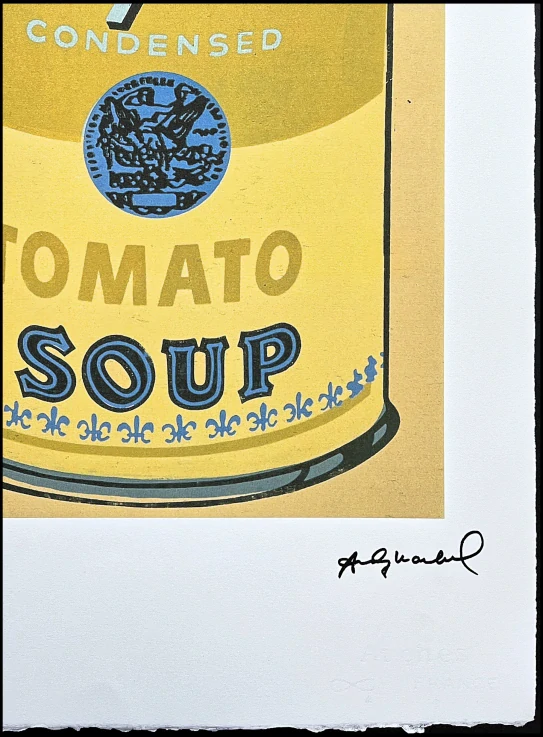 Andy Warhol - Campbell's Soup Tomato Soup žlutá na žlutém pozadí 39/100 - edice Leo Castelli s certifikátem